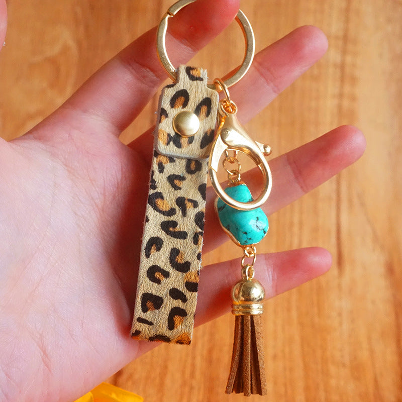 Wholesale Leather Animal Cow Leopard Print Keychain
